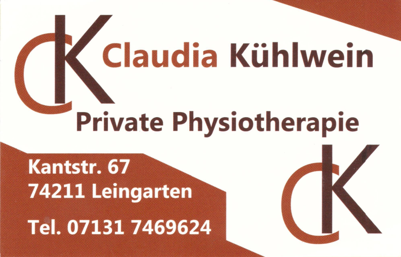 Visitenkarte Claudia Kühlwein private Physiotherapie Leingarten